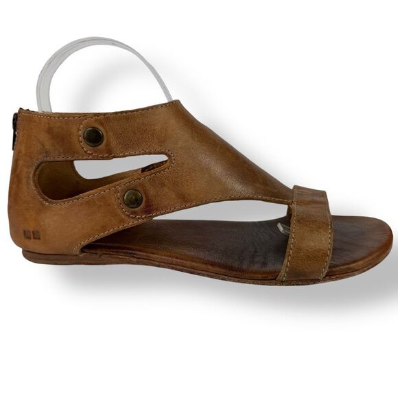 Bed Stu Soto Brown Tan Rustic Leather Sandal Flat Studded Distressed Gladiator 9 - Picture 4 of 14